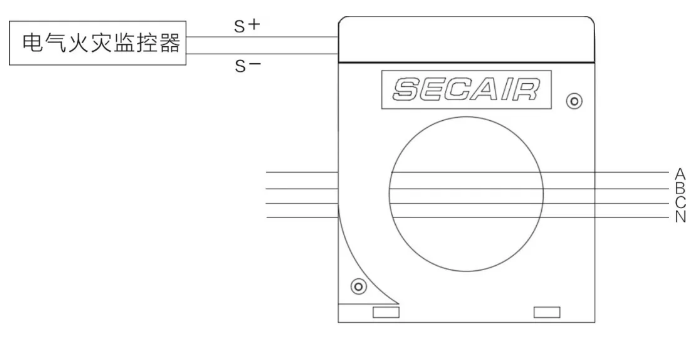 J-SCM41(160)剩余電流式<a href=http://m.szqiyi.com.cn/dianqihuozai/ target=_blank class=infotextkey>電氣火災監控</a>探測器接線圖